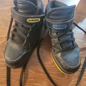 Adidas Kids Black and Yellow High-Top Sneakers